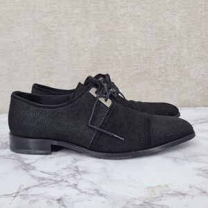 Mezlan Shimmer Leather Suede Lace Up Oxford Elegant Black Men's Dress Shoes